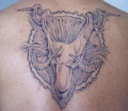 Aries Pic Tattoo On Back