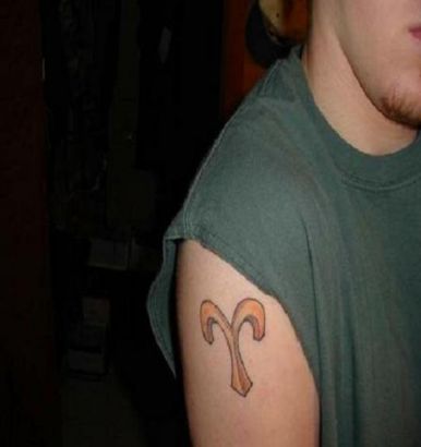 Zodiac Aries Tattoo On Right Arm