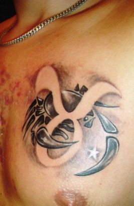 Cancer Pic Tattoo On Chest