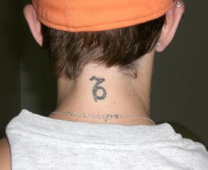 Capricorn Neck Tattoo For Guy