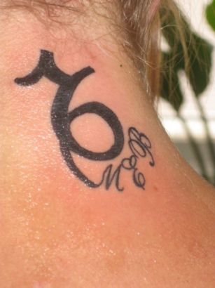 Capricorn Pic Tattoo On Neck