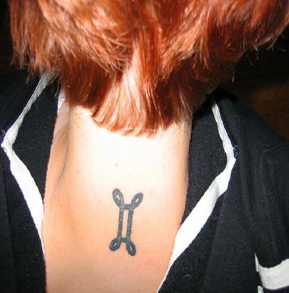 Gemini Sign Pic Tattoo On Back