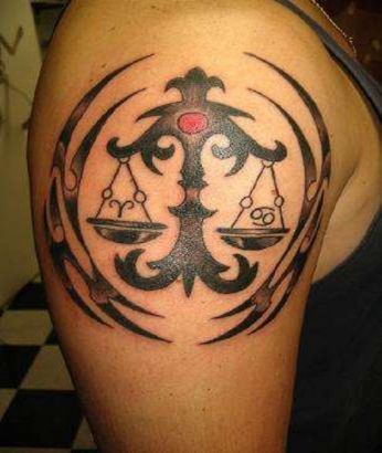 Libra Pic Tattoo On Right Arm