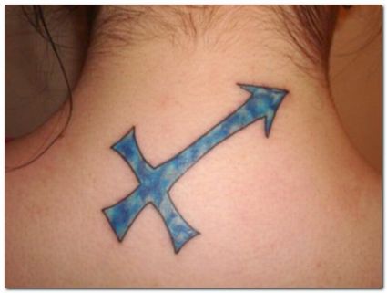 Sagittarius Pic Tattoo On Back Of Neck