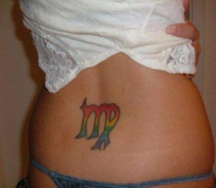 Virgo Sign Tattoo On Back Of Girl