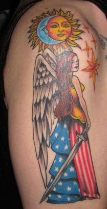 American Angel Girl Tattoo