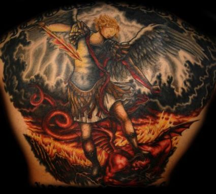 Angel Tattoo With Full Back Art