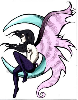 Fairy On Moon Free Tattoos
