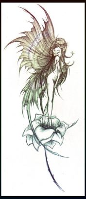 Fairy On Flower Tats Design