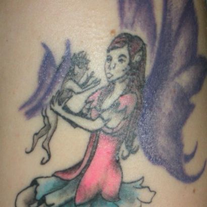 Fairy With Baby Fairy Tattoo