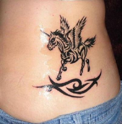 Tribal Unicorn Tattoo For Girl