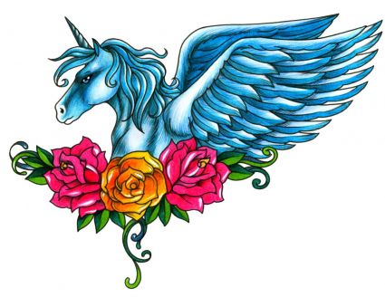 Unicorn And Rose Tattoo