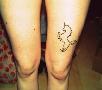 Unicorn Tattoo On Upper Knee