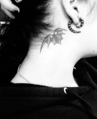 Bat Pic Tattoo On Back Of Ear