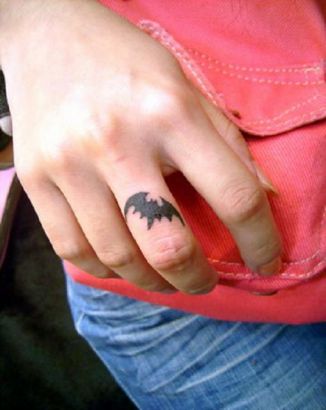 Bat Tattoo On Finger 