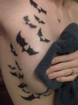 Flying Bats Tattoo For Girl