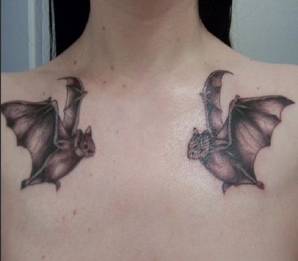 Bat Pic Tattoo On Chest