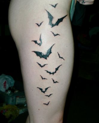 Bat Pic Tattoo For Thigh