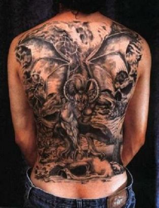 Large Vampire Bat Full Back Tattoo