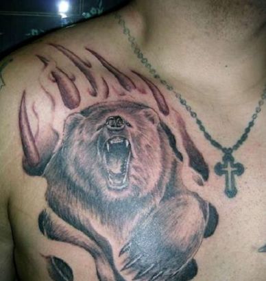 Bear Tattoo On Chest