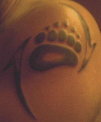 Bear Paw Tattoo On Left Shoulder
