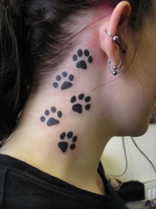 Bear Paw Tattoo On Neck