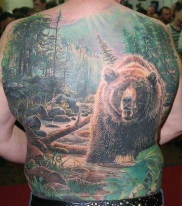 Bear Tattoos With Forest