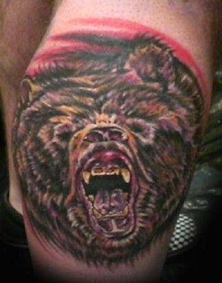 Bear Tattoo On Knee