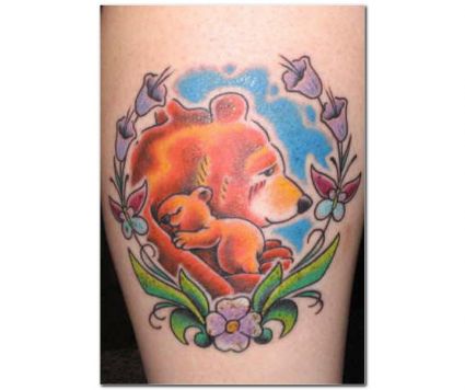 Bear With Baby Bear Tattoo