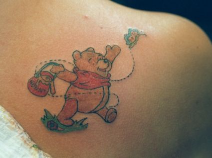 Teddy Bear And Butterfly Tattoo