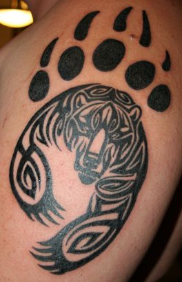 Tribal Bear And Claw Tattoos