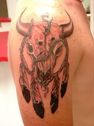 Bull Head Tats On Shoulder