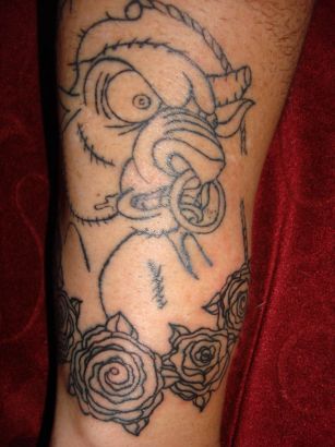Bull Tattoo With Flower