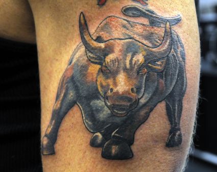 Bull Tats Image On Arm