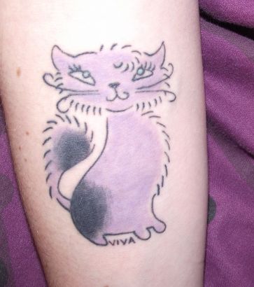 Cat Tattoo  On Leg