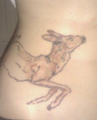 Deer Tattoo On Side Back