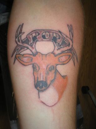 Deer Head Leg Tattoo