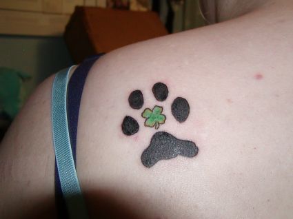 Dog Paw Tattoo On Shoulder