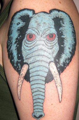 Elephant Head Tattoo On Left Arm