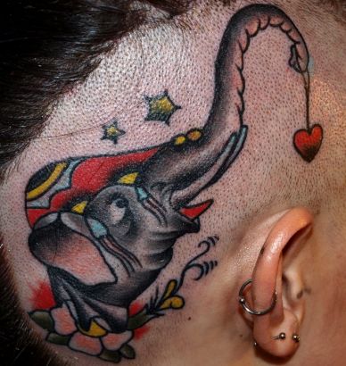 Elephant Tattoo On Back Of Ear