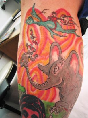 Elephant Tattoo On Calf