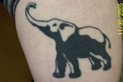 Elephant Image Tattoo On Leg