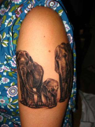 Elephants Tattoos On Girl's Arm