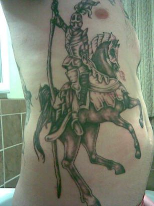 Knight Tattoo On Rib