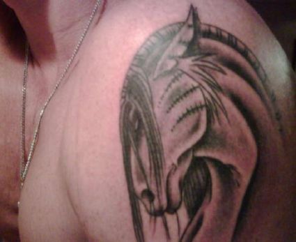 Horse Head Tattoo On Left Arm