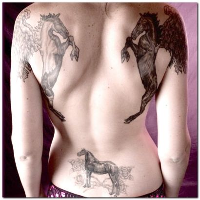 Horse Tattoo On Girl's Back