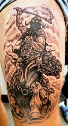 Warrior And Horse Tattoo