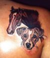 horse and dog head tattoo