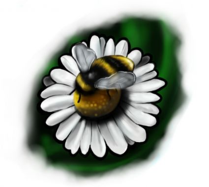 Bee And Flower Pic Tattoo