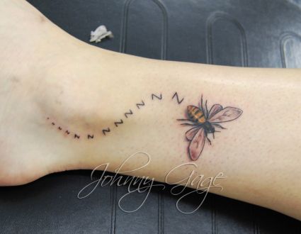 Bee Pic Tattoo On Ankle